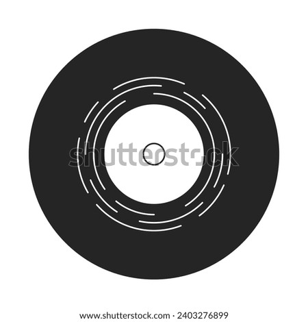 Vinyl record black and white 2D line cartoon object. 90s vibes music. Vintage disc isolated vector outline item. 80s audio. Entertainment analog sound. Nostalgic monochromatic flat spot illustration
