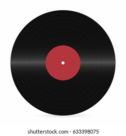 Vinyl record. Blank realistic vinyl disc mockup on white background. Graphic design element for scrapbooking, musical flyer, web site, poster. Vector