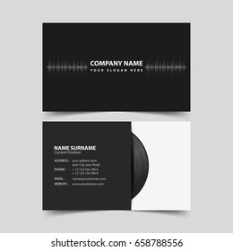 Vinyl Record business card design template. 