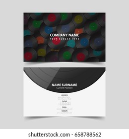 Vinyl Record business card design template. 