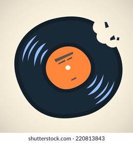 vinyl record, cartoon flat style vector illustration