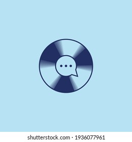 Vinyl record with chat bubble creative ideas logo icon sign symbol design concept. Vector illustration