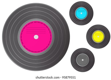 Vinyl record. Collection on a white background.