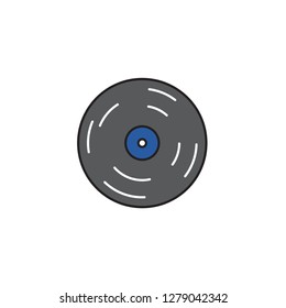 vinyl record color line icon. music vector illustration. editable stroke
