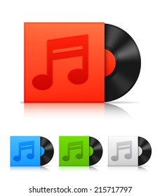 Vinyl record in color paper case.