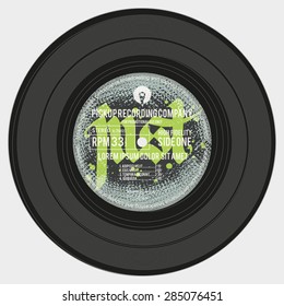 Vinyl Record, Colourful Label Design, Important Information: Speed, Music Tracks, Time, Copyright, Publisher, Producer