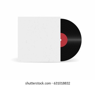 Vinyl record with cover mockup. Retro sound carrier. Vector