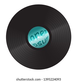 Vinyl record. With cyan label over white background.