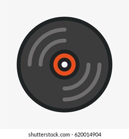 Vinyl Record Disc Minimal Color Flat Line Stroke Icon Pictogram Symbol Illustration