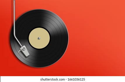 Vinyl record disc. Music background with copy space. Vector illustration.