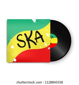 Vinyl record disc retro style with Ska logo style on paper case isolated vector 