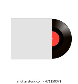 Vinyl record disk in box on white background - abstract emblem. Vector version