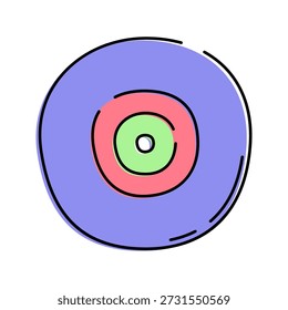 Design de estilo Doodle, disco de música redondo com gravadora central, representando reprodução de áudio clássica, adequado para temas retrô, conteúdo de música e gráficos de mídia