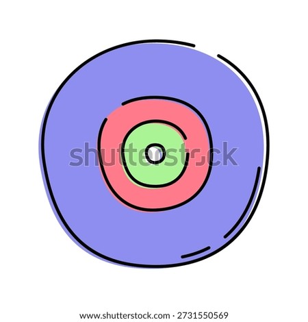 Vinyl Record Doodle style design, round music record with center label, representing classic audio playback, suitable for retro themes music content and media graphics