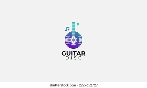 Vinyl record and electric guitar logo template