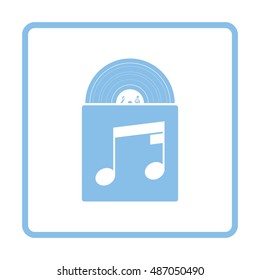 Vinyl record in envelope icon. Blue frame design. Vector illustration.