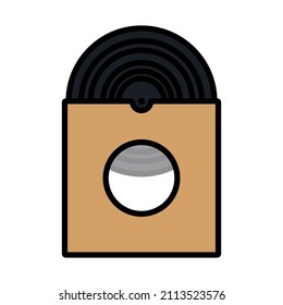 Vinyl Record In Envelope Icon. Editable Bold Outline With Color Fill Design. Vector Illustration.