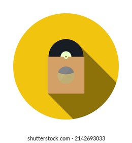 Vinyl Record In Envelope Icon. Editable Bold Outline With Color Fill Design. Vector Illustration.