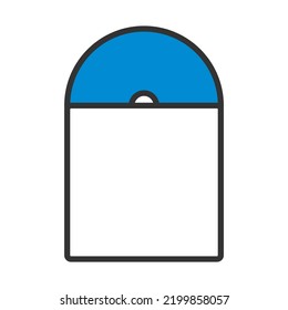 Vinyl Record In Envelope Icon. Editable Bold Outline With Color Fill Design. Vector Illustration.