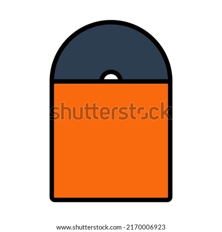 Vinyl Record In Envelope Icon. Editable Bold Outline With Color Fill Design. Vector Illustration.