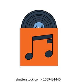 Registro de vinilo en el icono de sobre. Diseño de color plano. Ilustración vectorial.