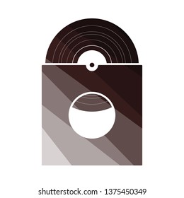 Vinyl record in envelope icon. Flat color design. Vector illustration.