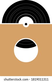 Vinyl-Aufnahme in Umschlagsymbol. Flaches Farbdesign. Vektorgrafik.