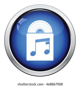Vinyl record in envelope icon. Glossy button design. Vector illustration.