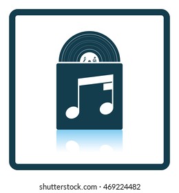 Vinyl record in envelope icon. Shadow reflection design. Vector illustration.