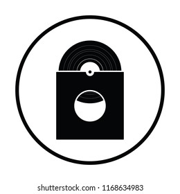 Vinyl record in envelope icon. Thin circle design. Vector illustration.