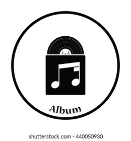 Vinyl record in envelope icon. Thin circle design. Vector illustration.