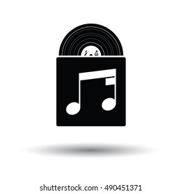 Vinyl record in envelope icon. White background with shadow design. Vector illustration.