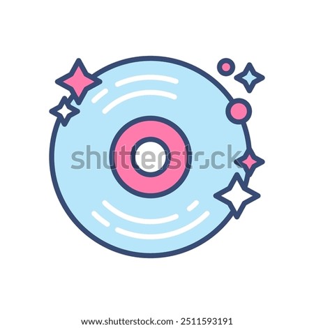 Vinyl Record Fill Color Icon, Vector illustration