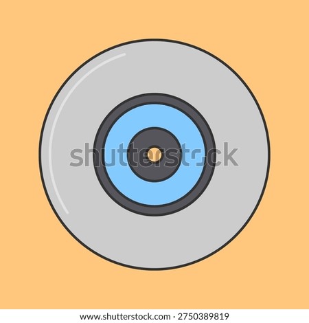 Vinyl Record Flat design style circular analog music record symbolizing vintage audio media ideal for retro music graphics nostalgic sound designs and classic entertainment themes.