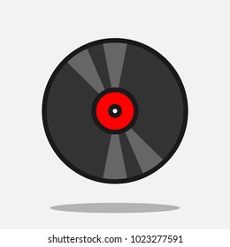 Vinyl record flat line vector icon.