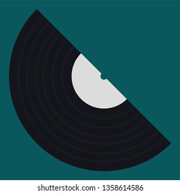 Vinyl record in flat style. Vector illustration on color background.