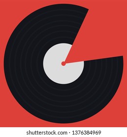 Vinyl record in flat style. Vector illustration on color background.