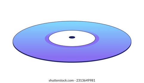 Vinyl Aufnahme flach Vektorgrafik Symbol. CD-Kompaktscheibe. Disco der 70er Jahre. Retro-Stil. Redaktionell, Magazin-Spot-Illustration. Farbiges Objekt einzeln auf Weiß. Bearbeitbare 2D-einfache Zeichnung, Grafikdesign