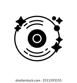 Vinyl Record Glyph Icon, Vector illustration