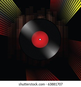 vinyl record grunge composition, abstract vector art illustration