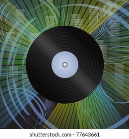 Vinyl record with grunge effect background