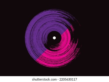 Diseño dibujado a mano con gruns de registros de vinilo en formato vectorial