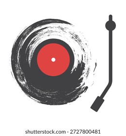 Grabación de vinilo estilo grunge. Música de disco de vinilo.  Disco de gramófono vintage realista.