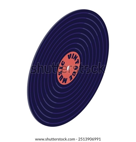Vinyl record- hand drawn isometric vector illustration.