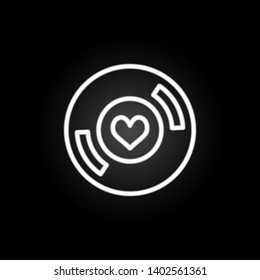 vinyl record with heart  neon icon. Elements of Heartbeat set. Simple icon for websites, web design, mobile app, info graphics