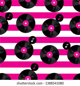 VINYL RECORD WITH HORIZONTAL STRIPES SEAMLESS PATTERN DESIGN