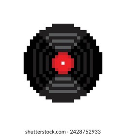 vinyl record  icon 8 bit, pixel art  music icon  for game  logo.