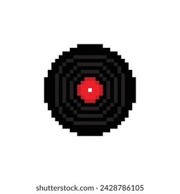 Vinyl Record Icon 8 Bit, Pixel Art Music Icon für Spiel-Logo.