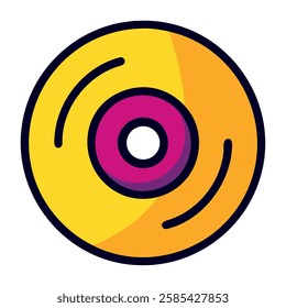 A vinyl record icon about rock and roll music