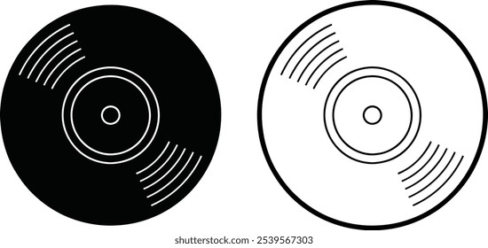 Vinyl Record Icon Black and White